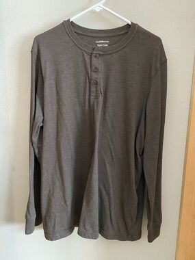 croft & barrow Men's Long-Sleeve Henley Shirt - Heather Brown